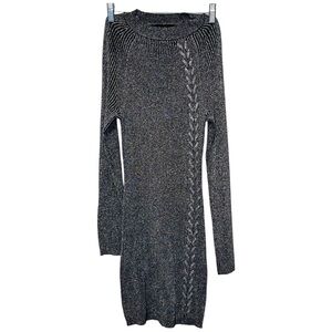 By & By‎ Women's Gray Silver Marled Cable Knit Sweater Dress Long Sleeve Size M
